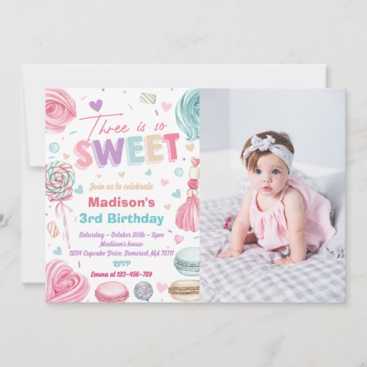 Cupcake 3e verjaardagsfeestje drie ooit is zo lief kaart (Voorkant)