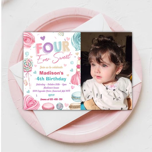 Cupcake 4e verjaardagsfeestje vier ooit zo lief kaart