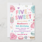 Cupcake 5e verjaardagsfeestje Vijf is zo lief Snoe Kaart (Voorkant)