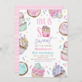 Cupcake 5e verjaardagsfeestje Vijf is zo lief Snoe Kaart (Voorkant / Achterkant)