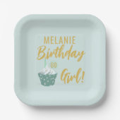 Cupcake 60th Birthday Girl Party Paper Bord (Voorkant)