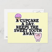 Cupcake A Day Sweet Tooth Away Briefkaart (Voorkant / Achterkant)