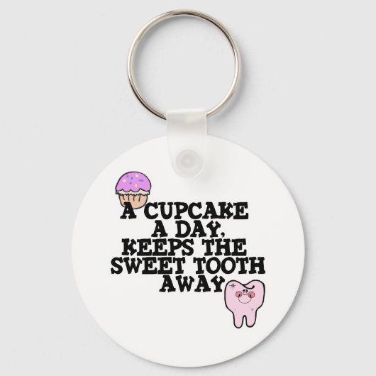 Cupcake A Day Sweet Tooth Away Sleutelhanger (Voorkant)