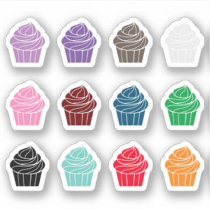 Cupcake aangepaste kleur Schattigee taarten Sticker