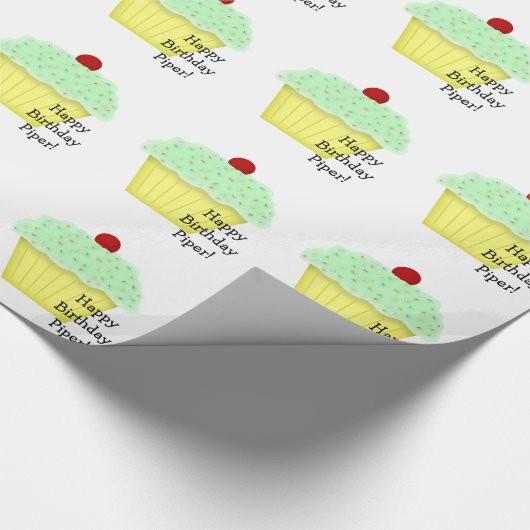 Cupcake aangepaste naam wrapping papier (Hoek)