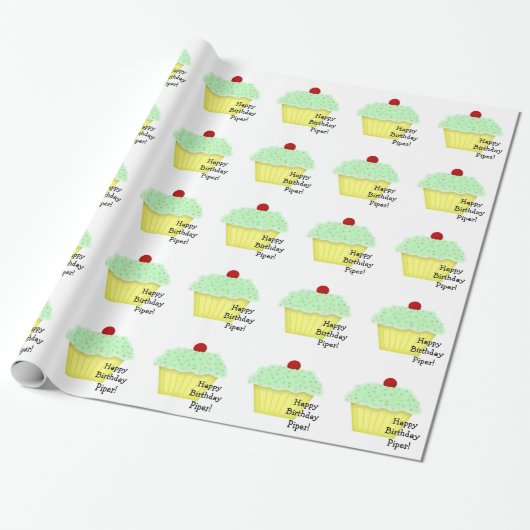 Cupcake aangepaste naam wrapping papier (Uitgerold)