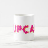 Cupcake Aangepaste Roze Tekst Koffiemok (Center)