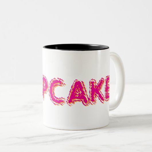Cupcake Aangepaste Roze Tekst Tweekleurige Koffiemok (Voorkant rechts)