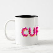 Cupcake Aangepaste Roze Tekst Tweekleurige Koffiemok (Links)