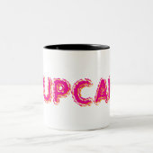 Cupcake Aangepaste Roze Tekst Tweekleurige Koffiemok (Center)
