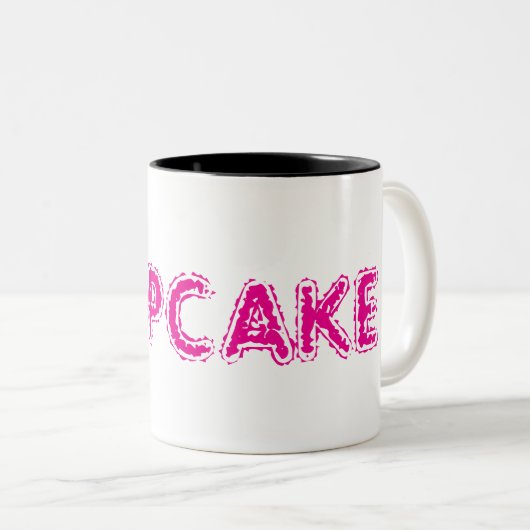 Cupcake Aangepaste Roze Tekst Tweekleurige Koffiemok (Voorkant rechts)