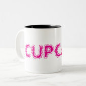 Cupcake Aangepaste Roze Tekst Tweekleurige Koffiemok (Voorkant links)