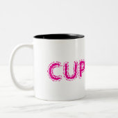 Cupcake Aangepaste Roze Tekst Tweekleurige Koffiemok (Links)