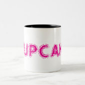 Cupcake Aangepaste Roze Tekst Tweekleurige Koffiemok (Center)