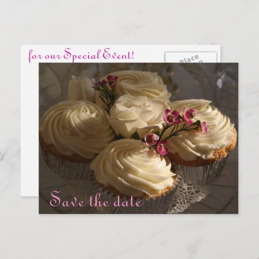 Cupcake Aankondigingskaart (Voorkant / Achterkant)