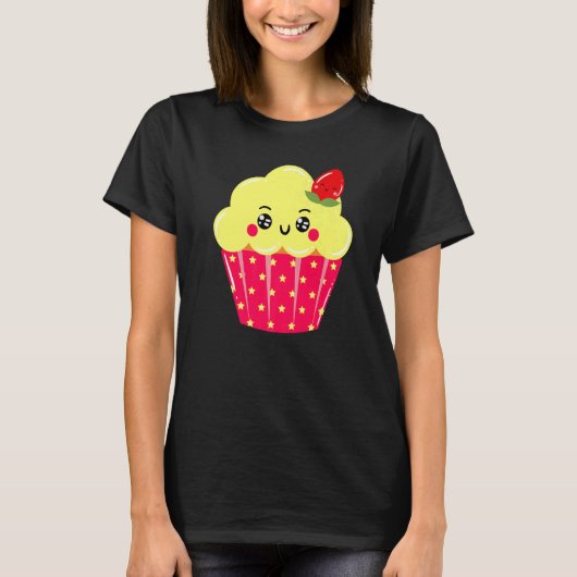 Cupcake Aardbei Fairy Cake Pastry Chef Baker T-shirt (Voorkant)