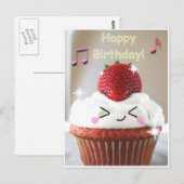 cupcake-aardbeiendag briefkaart (Voorkant / Achterkant)