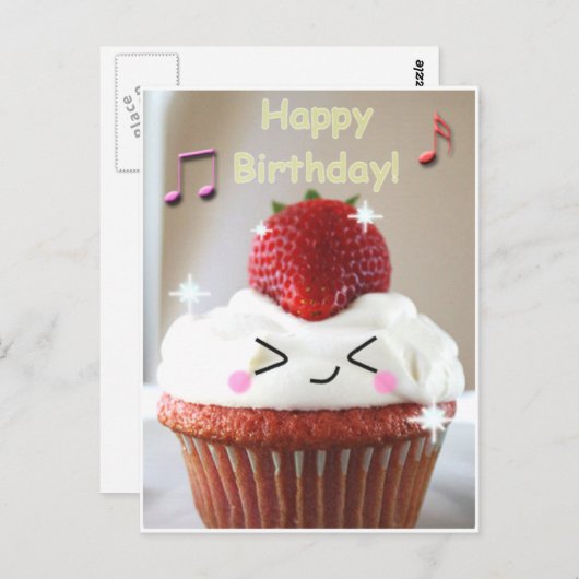 cupcake-aardbeiendag briefkaart (Voorkant / Achterkant)