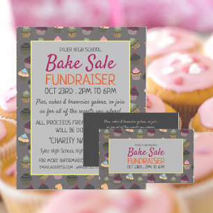 Cupcake Achtergrond, Charity Bake Sale Event Adver Flyer