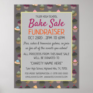 Cupcake Achtergrond, Charity Bake Sale Event Adver Poster