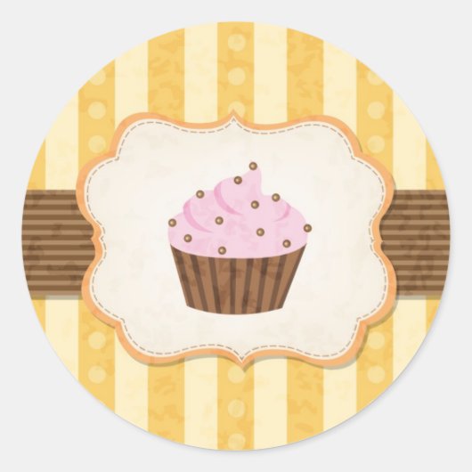 Cupcake Achtergrond Ronde Sticker (Voorkant)