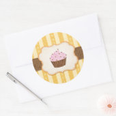 Cupcake Achtergrond Ronde Sticker (Envelop)