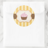 Cupcake Achtergrond Ronde Sticker (Tas)
