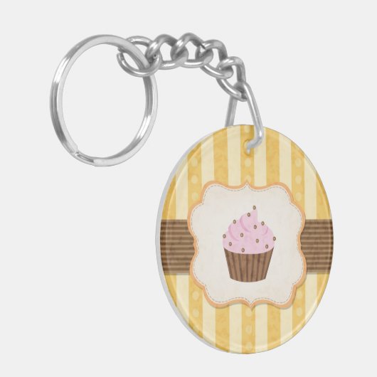  Cupcake Achtergrond Sleutelhanger (Voorkant Links)