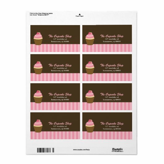 Cupcake-Adresetiketten Etiket (Full Sheet)