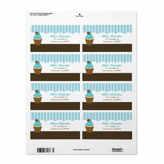 Cupcake-Adresetiketten Etiket (Full Sheet)