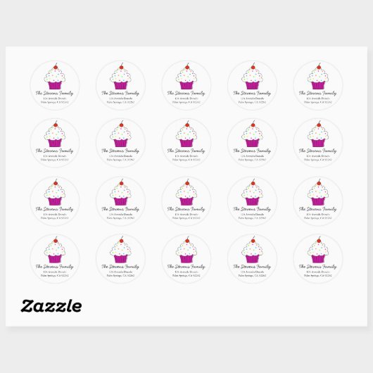 Cupcake-Adresetiketten Ronde Sticker (Vel)