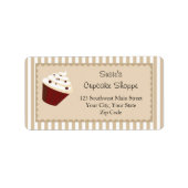 Cupcake Adresetiketten, zachte mokka strepen Etiket (Voorkant)