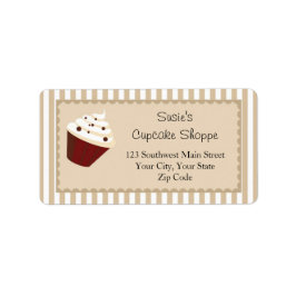 Cupcake Adresetiketten, zachte mokka strepen Etiket