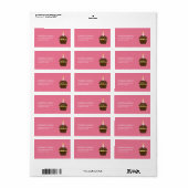 Cupcake adreslabel - roze etiket (Full Sheet)