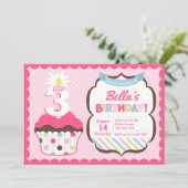 Cupcake Age Candle Girly verjaardagsuitnodiging Kaart (Staand voorkant)