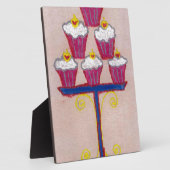 Cupcake Art Print met kersen en roze achtergrond Fotoplaat (Zijkant)