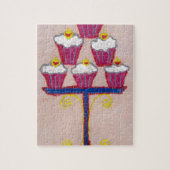 Cupcake Art Print met kersen en roze achtergrond Legpuzzel (Verticaal)