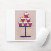 Cupcake Art Print met kersen en roze achtergrond Muismat (Met muis)