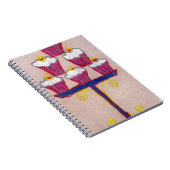 Cupcake Art Print met kersen en roze achtergrond Notitieboek (Rechterzijde)