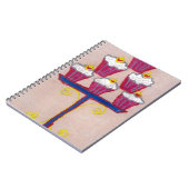 Cupcake Art Print met kersen en roze achtergrond Notitieboek (Linkerzijde)