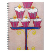 Cupcake Art Print met kersen en roze achtergrond Notitieboek (Voorkant)