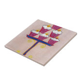 Cupcake Art Print met kersen en roze achtergrond Tegeltje (Zijkant)