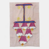 Cupcake Art Print met kersen en roze achtergrond Theedoek (Verticaal)