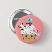 Cupcake Attack! (>_<) Ronde Button 5,7 Cm (Voorkant /achterkant)