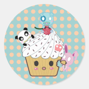 Cupcake Attack! (>_<) Ronde Sticker