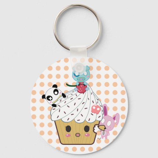 Cupcake Attack! (>_<) Sleutelhanger (Voorkant)