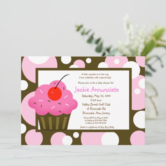 Cupcake-Baby shower Matig Roze chocolade Kaart (Staand voorkant)