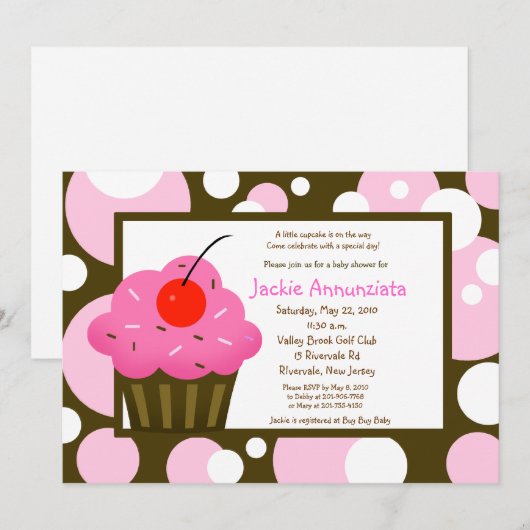 Cupcake-Baby shower Matig Roze chocolade Kaart (Voorkant / Achterkant)