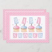 Cupcake Baby shower Uitnodiging (Voorkant / Achterkant)