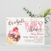 Cupcake Baby shower uitnodiging, het is een meisje Kaart (Staand voorkant)